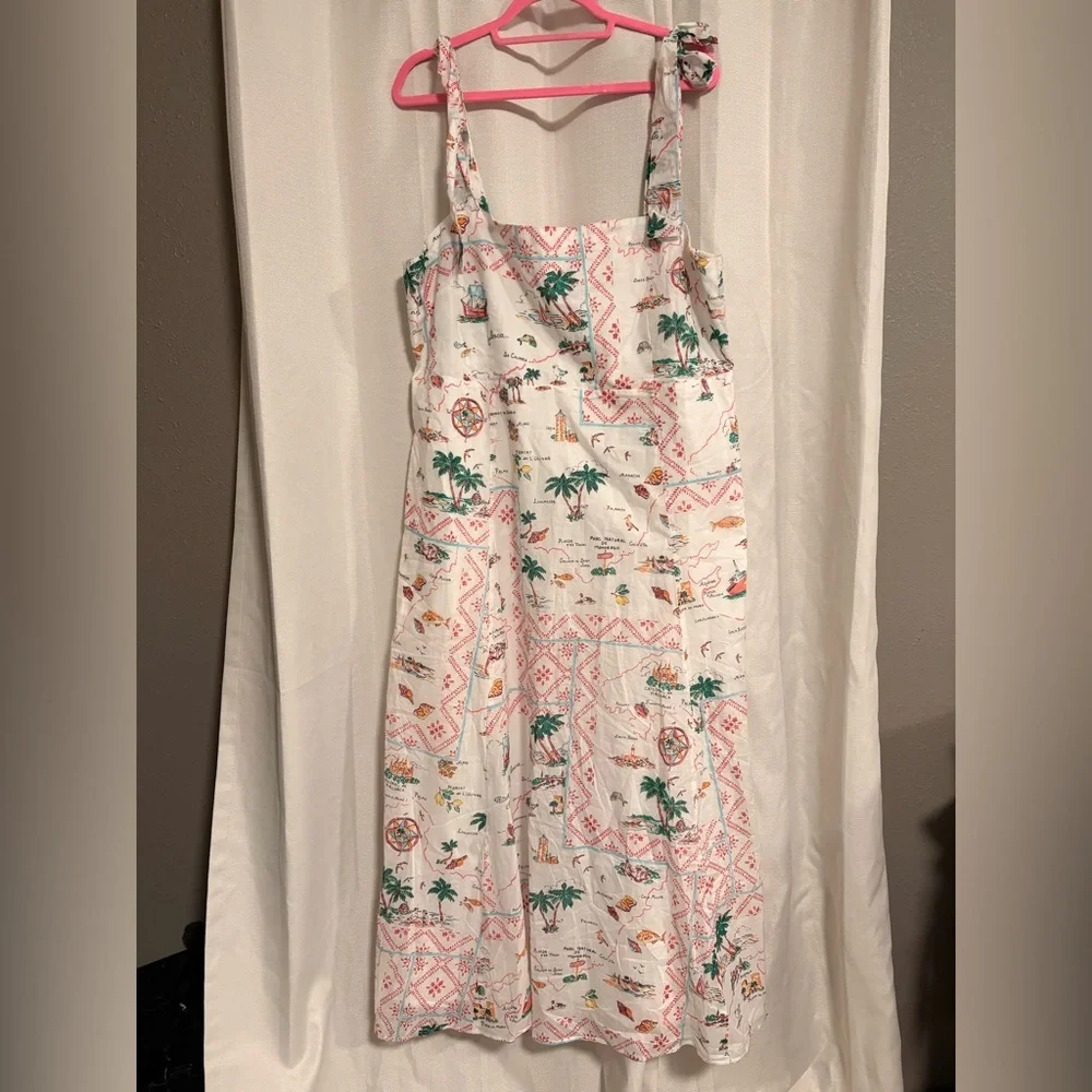 NWT Ann Taylor Map Print Flare Dress - Picture 2 of 5